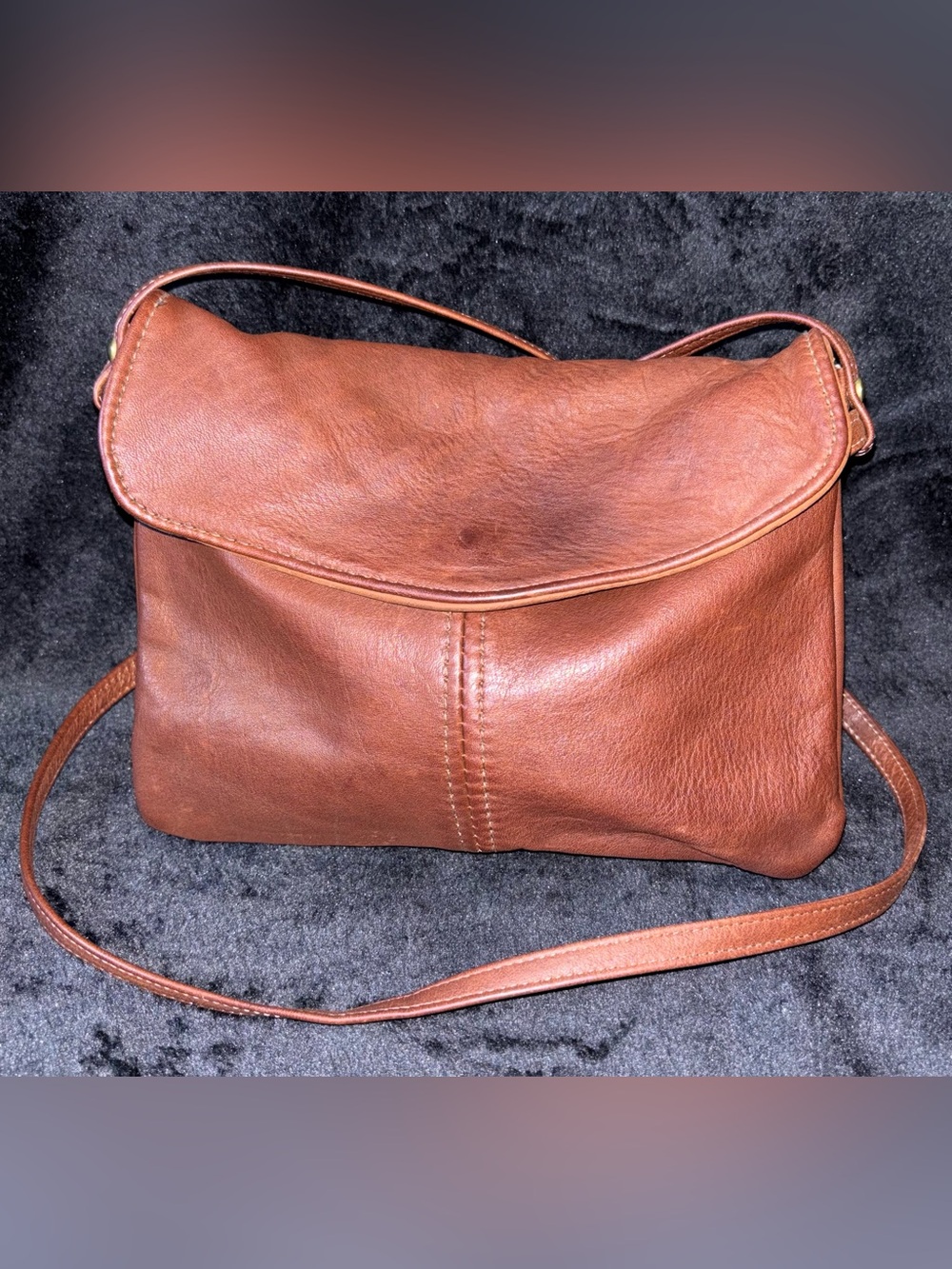 Vintage Victoria Leather Co The Original Crossbody Bag Brown Soft Leather EUC